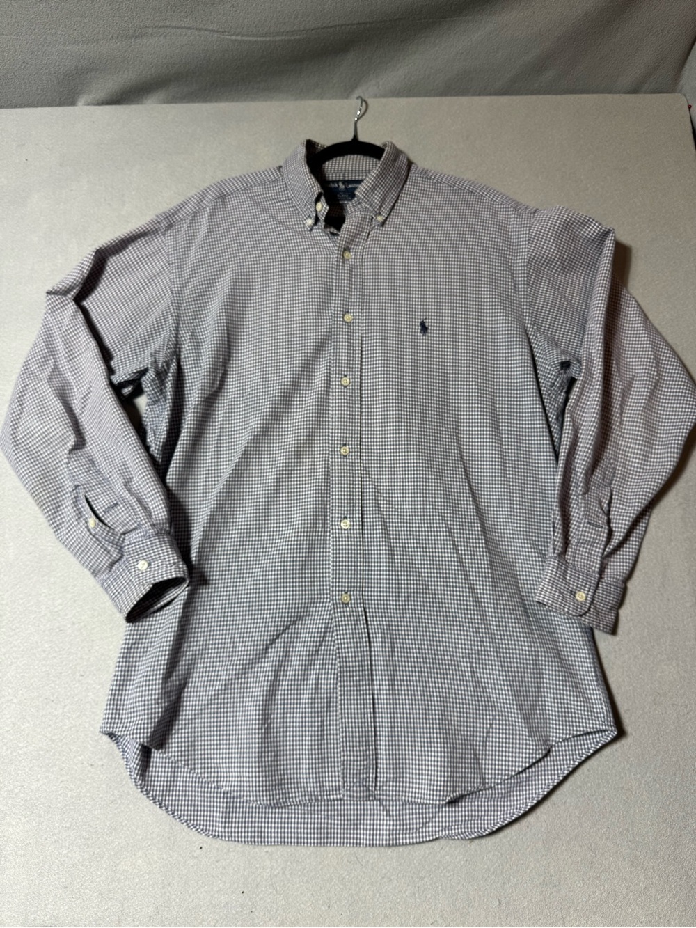 Ralph Lauren Men's Long-Sleeve Button-Down Shirt - Blue & White Micro-Check